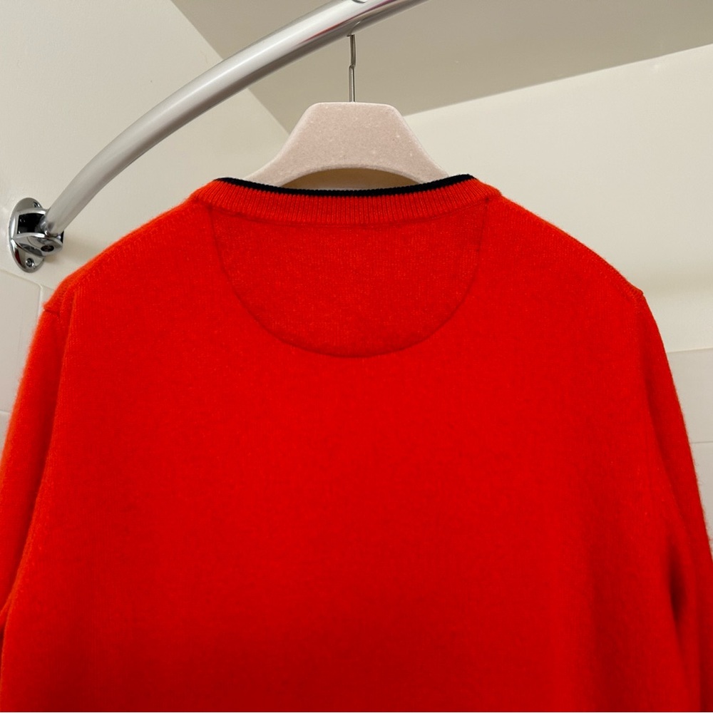 $378 Tory Burch Women Cashmere Pullover Red/Tory Navy size M - Picture 12 of 16